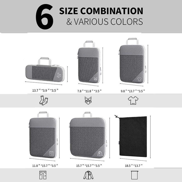 3 In 1 Compression Mesh Travel Cubes Clothes Underwear Packing Bags(Black)