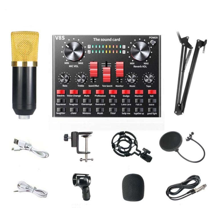V8S Sound Card Mobile Phone Computer Anchor Live K Song Recording Microphone, Specification:V8S  ...