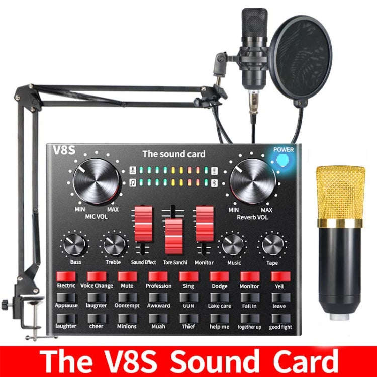 V8S Sound Card Mobile Phone Computer Anchor Live K Song Recording Microphone, Specification:V8S  ...