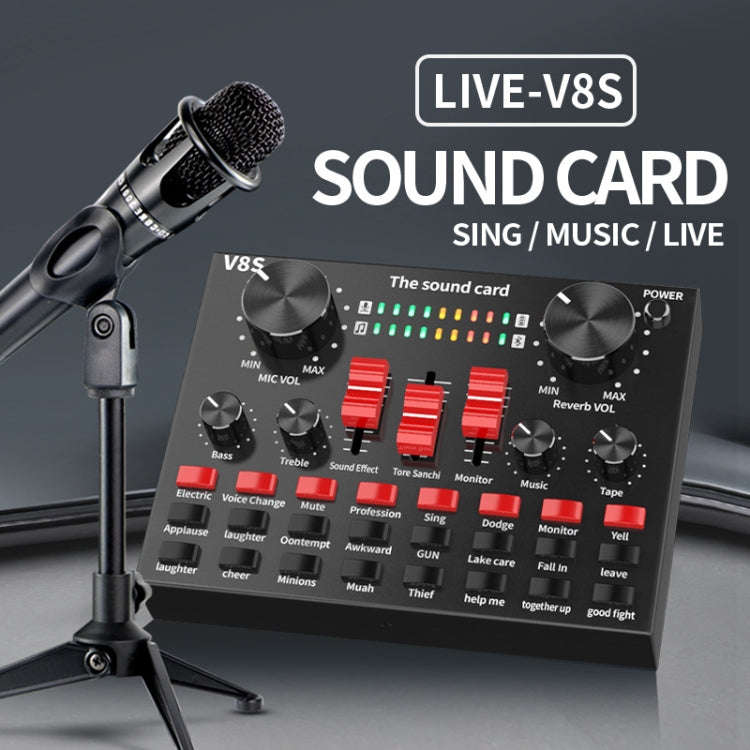 V8S Sound Card Mobile Phone Computer Anchor Live K Song Recording Microphone, Specification:V8S  ...