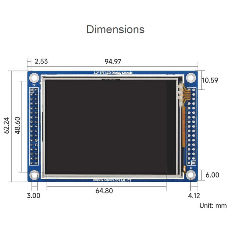 Waveshare 16498 3.2inch 320x240 Pixels Touch LCD (D), With Touch Panel And Stand-Alone Controllers