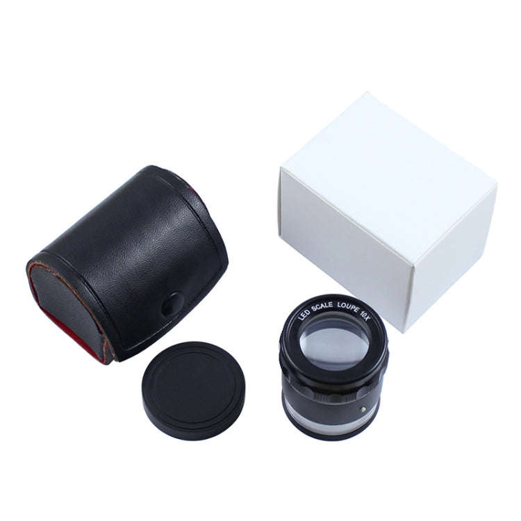 8 LED Lights 3 Groups Of Optical Glass HD With Scale 10 Times Magnifying Glass, Specification: Cr...