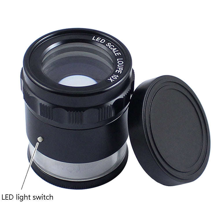 8 LED Lights 3 Groups Of Optical Glass HD With Scale 10 Times Magnifying Glass, Specification: Cr...