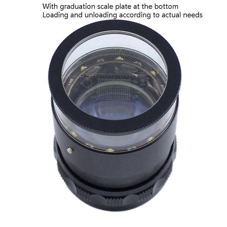 8 LED Lights 3 Groups Of Optical Glass HD With Scale 10 Times Magnifying Glass, Specification: Cr...