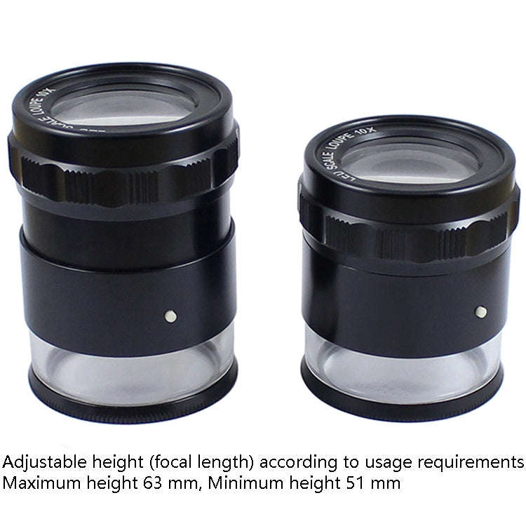 8 LED Lights 3 Groups Of Optical Glass HD With Scale 10 Times Magnifying Glass, Specification: Cr...