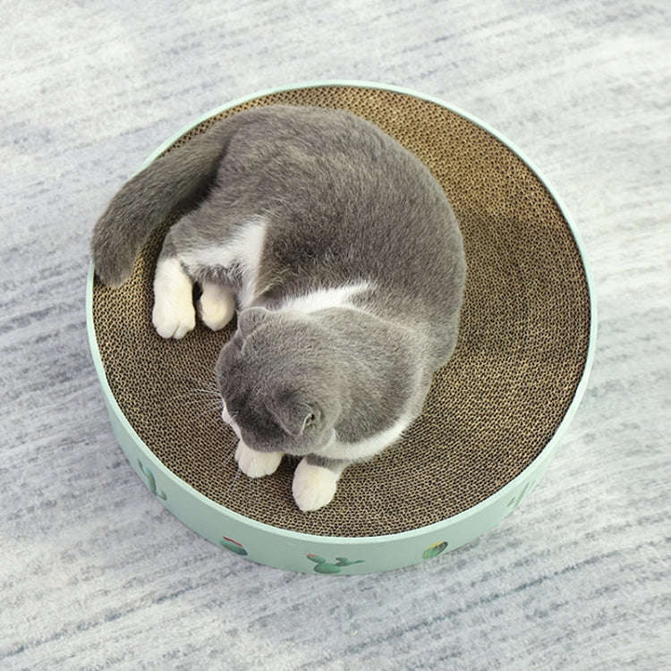 Round Corrugated Cat Scratcher Claw Sharpener Toy Bed, Colour: Pink 32x32x6cm