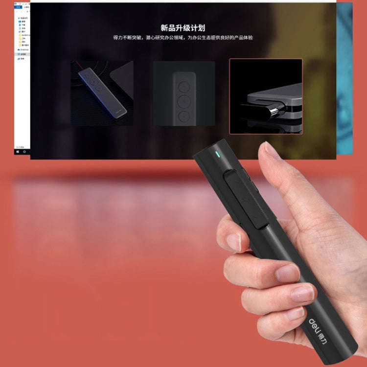 Deli 2.4G Flip Pen Business Presentation Remote Control Pen, Model: 2801G Black (Green Light)