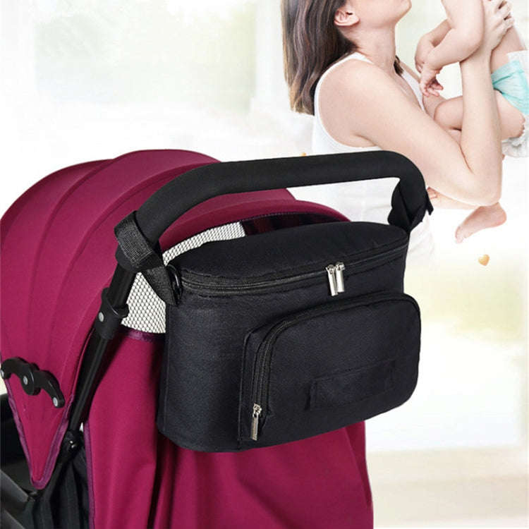 Baby Stroller Bag Mummy Bag Stroller Accessories Hanging Bag(Black)