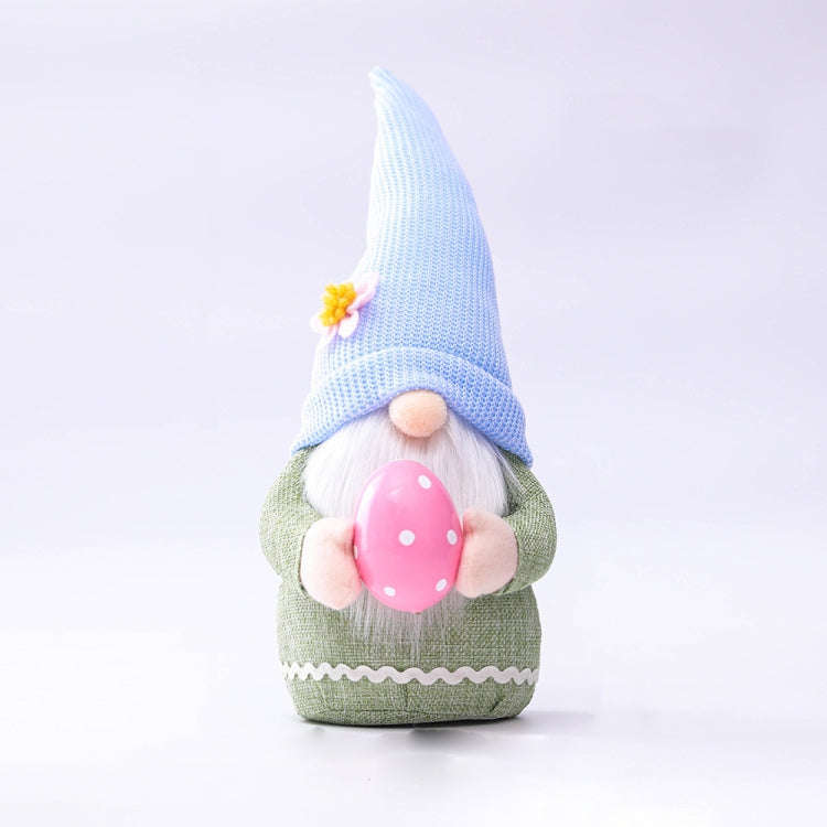 2 PCS Easter Pink Ears Plaid Bunny Dwarf Doll Elf Doll Ornaments Home Decoration Products(Faceles...