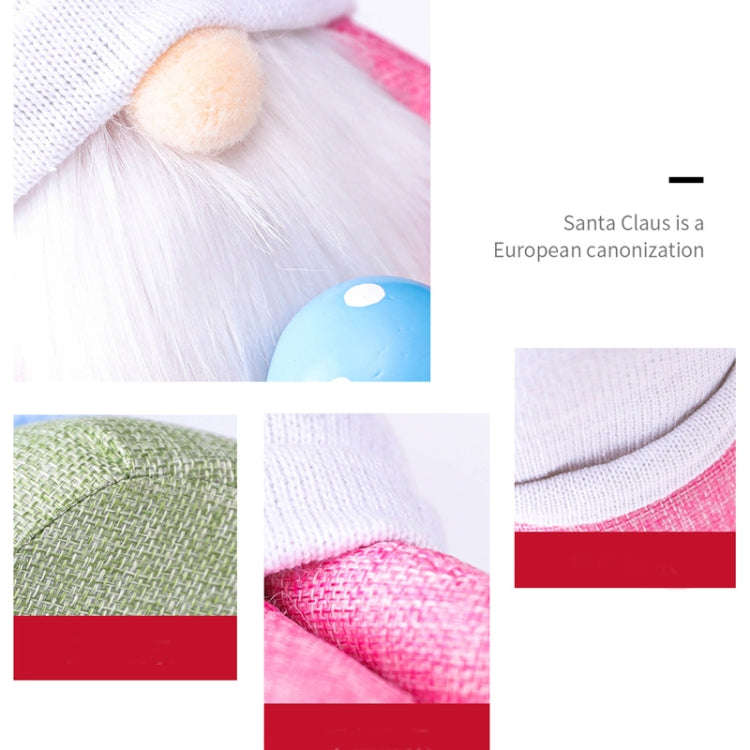 2 PCS Easter Pink Ears Plaid Bunny Dwarf Doll Elf Doll Ornaments Home Decoration Products(Faceles...