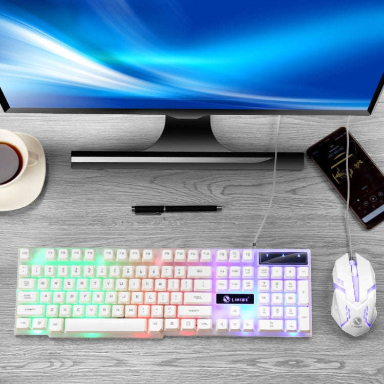 LIMEIDE GTX300 1600DPI 104 Keys USB Rainbow Suspended Backlight Wired Luminous Keyboard and Mouse...