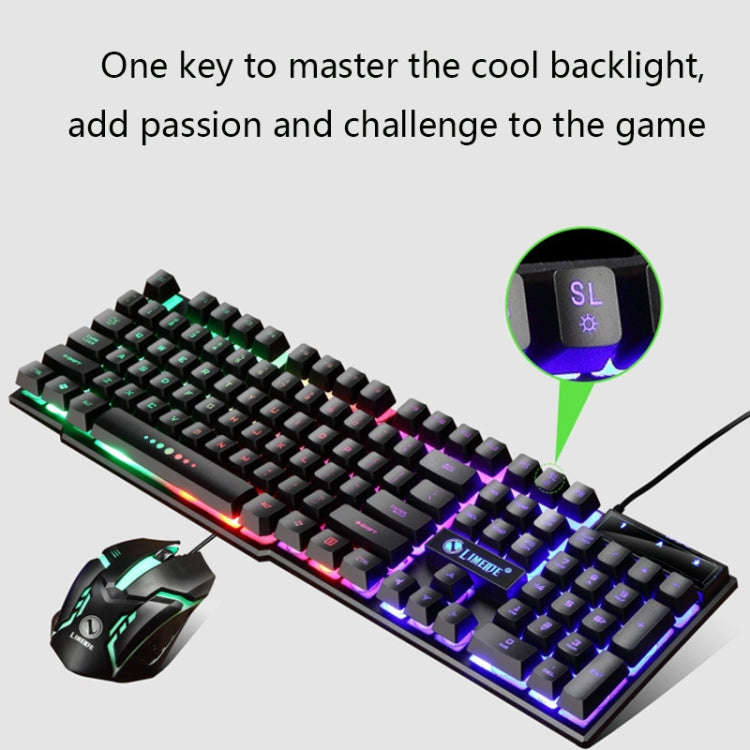 LIMEIDE GTX300 1600DPI 104 Keys USB Rainbow Suspended Backlight Wired Luminous Keyboard and Mouse...