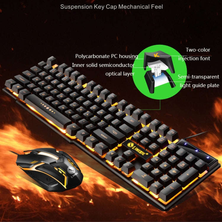 LIMEIDE GTX300 1600DPI 104 Keys USB Rainbow Suspended Backlight Wired Luminous Keyboard and Mouse...