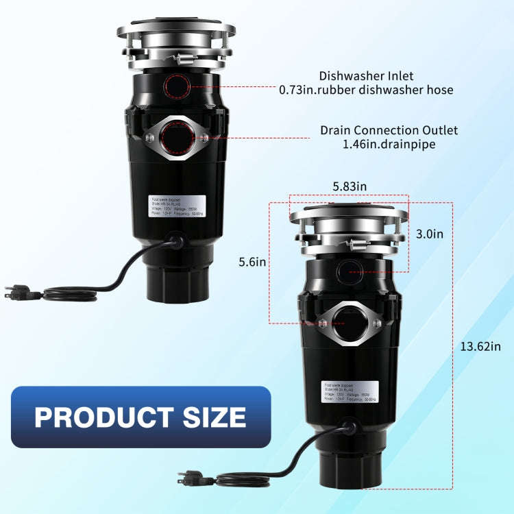 550W EU Plug Food Garbage Disposer 7 Levels Grinding Connectable For Dishwasher