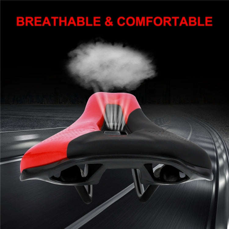 WEST BIKING Cycling Seat Hollow Breathable Comfortable Saddle Riding Equipment(Black Red)