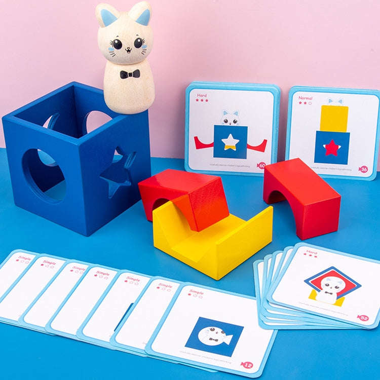 Children Puzzle Creative Assembling Building Blocks Cat Magic Box Baby Early Education Board Game...