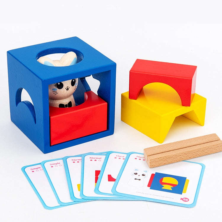 Children Puzzle Creative Assembling Building Blocks Cat Magic Box Baby Early Education Board Game...