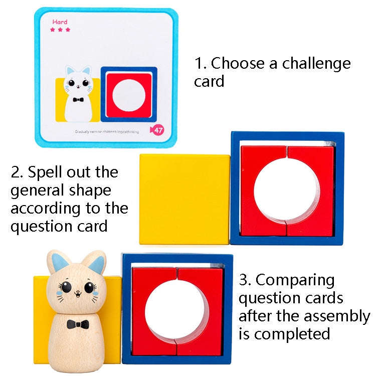 Children Puzzle Creative Assembling Building Blocks Cat Magic Box Baby Early Education Board Game...