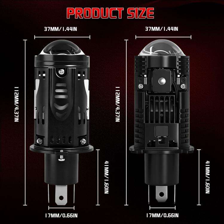 48W High-power LED Spotlight H4 Car Headlight With Solenoid Valve(Black)