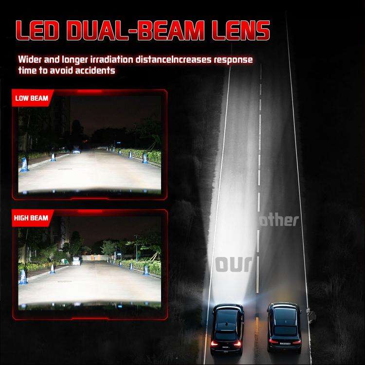 48W High-power LED Spotlight H4 Car Headlight With Solenoid Valve(Black)