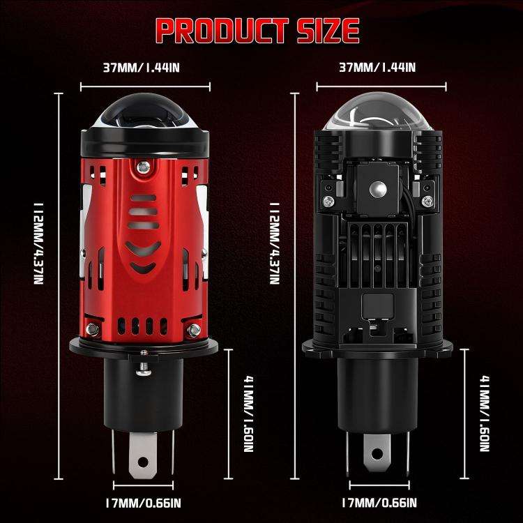 48W High-power LED Spotlight H4 Car Headlight With Solenoid Valve(Red)
