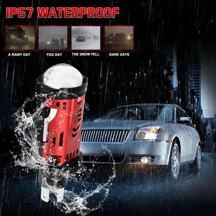 48W High-power LED Spotlight H4 Car Headlight With Solenoid Valve(Red)