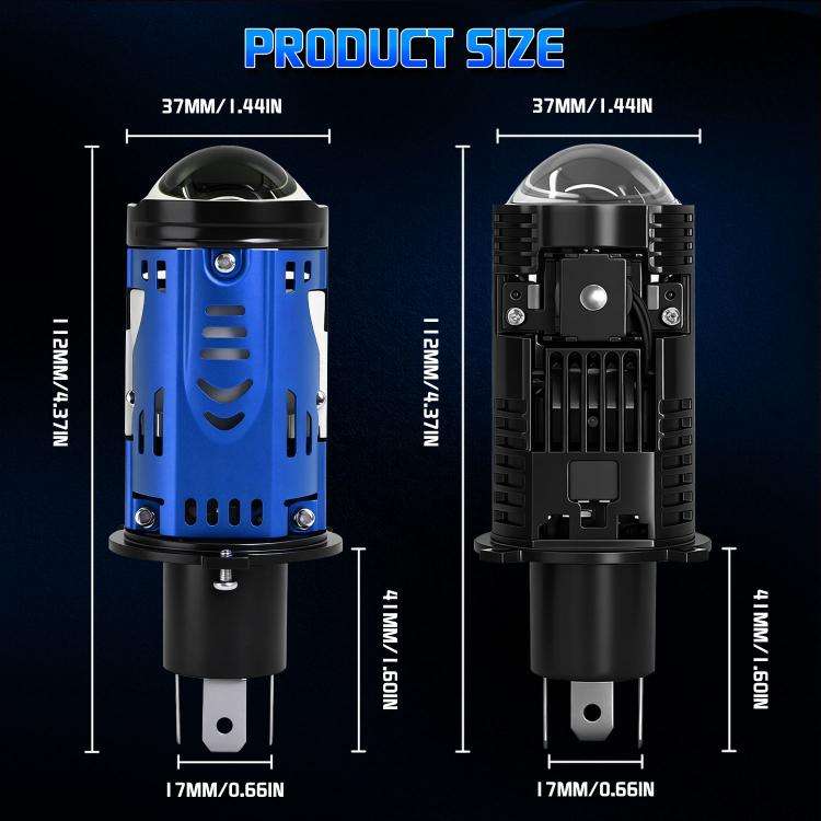 48W High-power LED Spotlight H4 Car Headlight With Solenoid Valve(Blue)