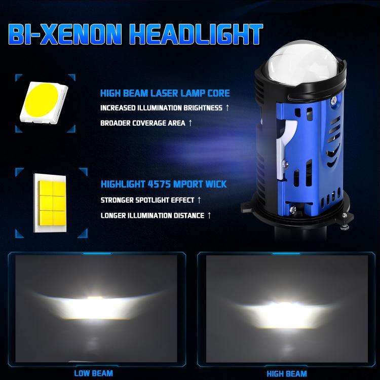 48W High-power LED Spotlight H4 Car Headlight With Solenoid Valve(Blue)