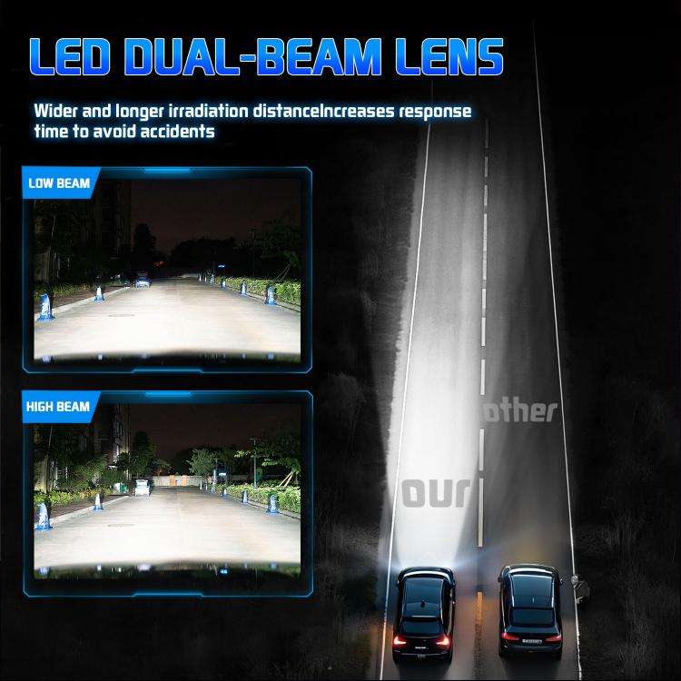 48W High-power LED Spotlight H4 Car Headlight With Solenoid Valve(Blue)