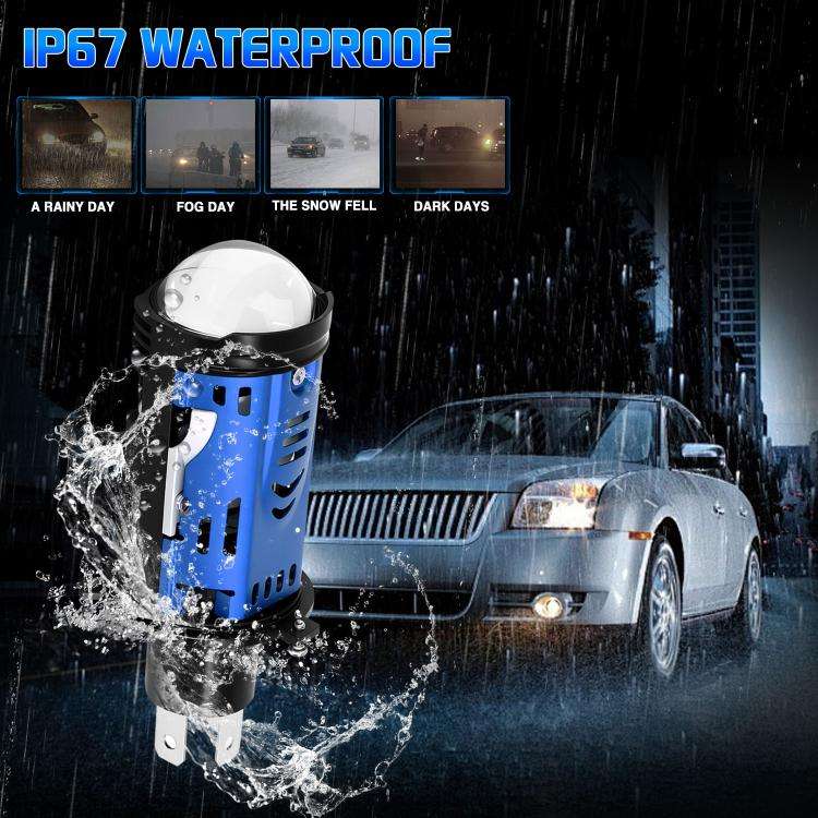 48W High-power LED Spotlight H4 Car Headlight With Solenoid Valve(Blue)
