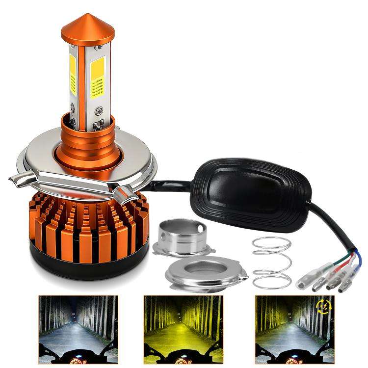 4-Pin Aluminum Alloy Heat Dissipating Motorcycle Three-Sided Headlight, Color: Two Colors