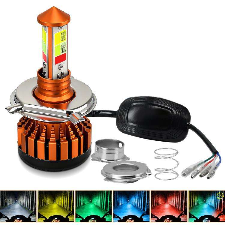 4-Pin Aluminum Alloy Heat Dissipating Motorcycle Three-Sided Headlight, Color: Five Colors