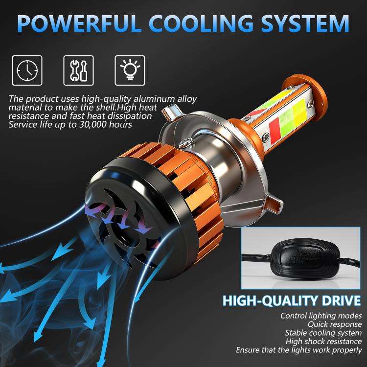 4-Pin Aluminum Alloy Heat Dissipating Motorcycle Three-Sided Headlight, Color: Five Colors