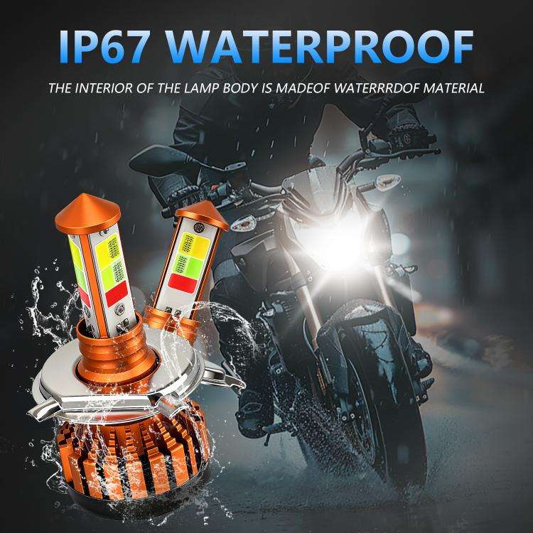 4-Pin Aluminum Alloy Heat Dissipating Motorcycle Three-Sided Headlight, Color: Five Colors