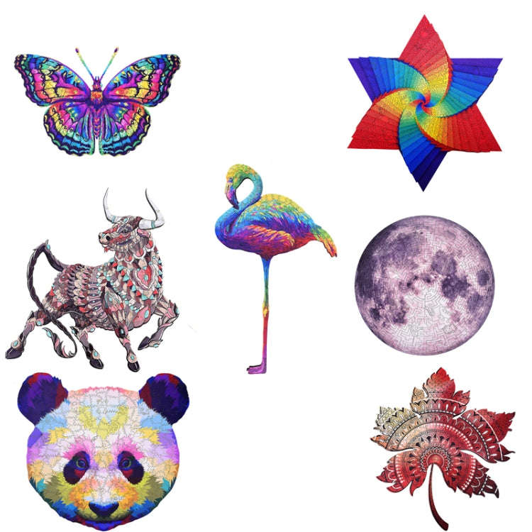 Irregular Wooden Animal Alien Puzzle High-Difficulty Three-Dimensional Puzzle Toy(Flamingo)