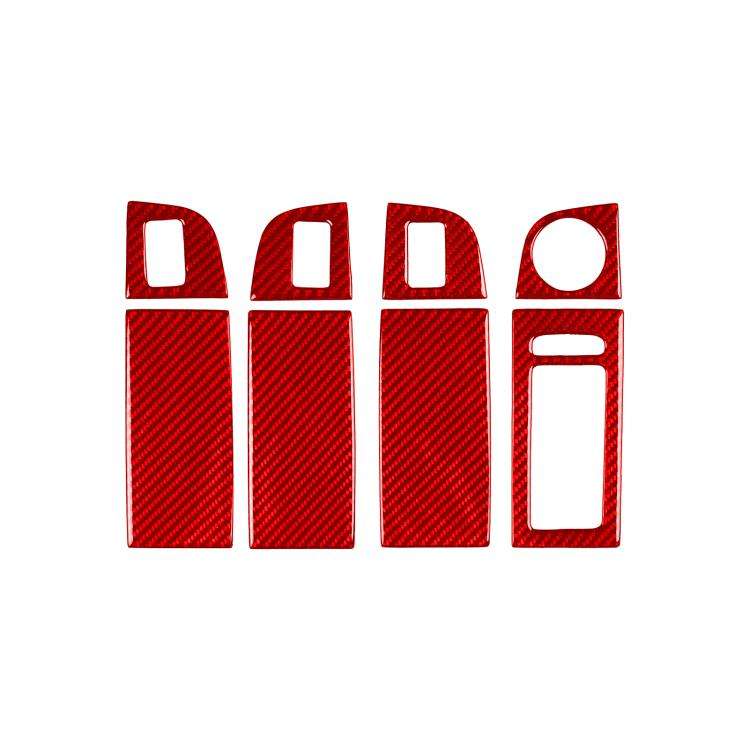 For 2017-2021 Skoda Octavia Right-Hand Drive 8pcs /Set Window Switch Panel Sticker(Red)