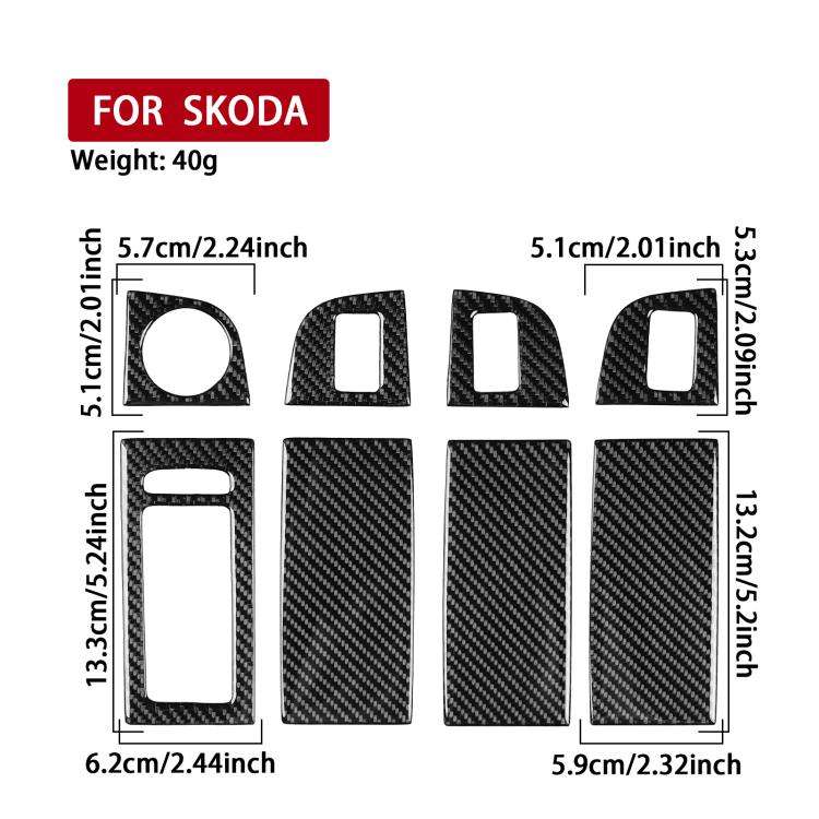 For 2017-2021 Skoda Octavia Right-Hand Drive 8pcs /Set Window Switch Panel Sticker(Black)