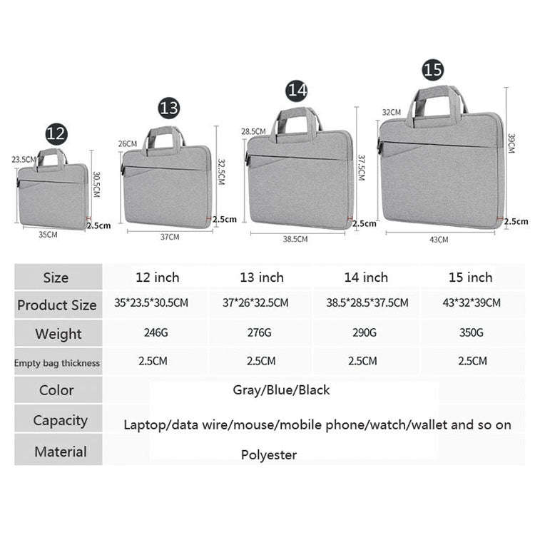 BUBM FMBX Laptop Liner Bag Business Computer Bag Large-Capacity Computer Handbag, Size: 15 inch(G...