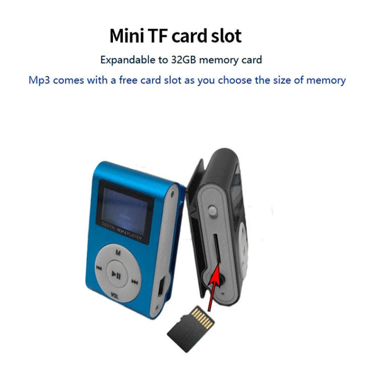 128M+Earphone+Cable Mini Lavalier Metal MP3 Music Player with Screen(Purple)