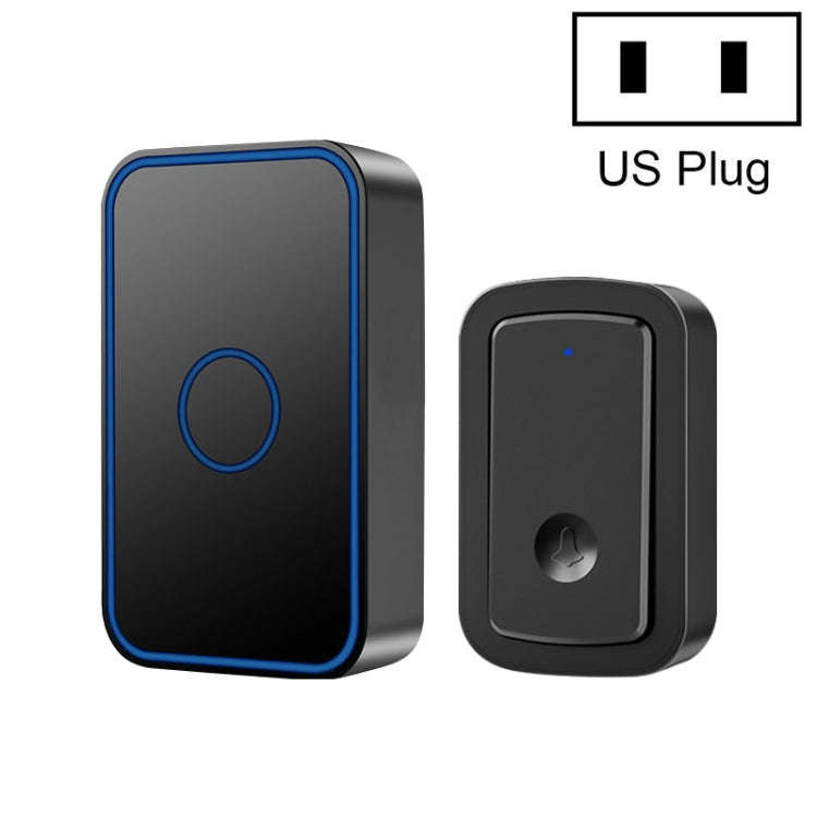 CACAZI A19 1 For 1 Wireless Music Doorbell without Battery, Plug:US Plug(Black)