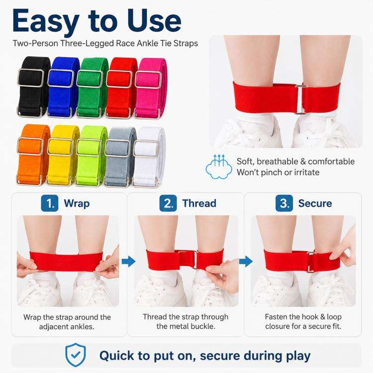 5 PCS Two-Person Three-Legged Game Leggings Belt Gaming Ankle Strap(Black)
