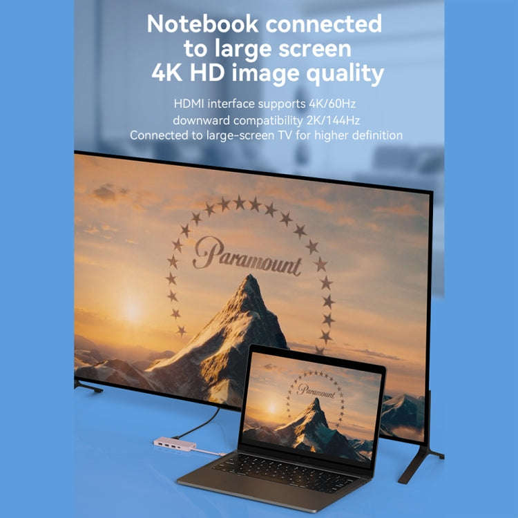 Blueendless 4K60Hz + Data Port Type-C Docking Station USB3.0 Splitter, Spec: 6-in-1 Blue