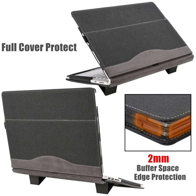 For Samsung Galaxy Book 2 360 13.3 Inch Leather Laptop Anti-Fall Protective Case With Stand(Dark ...