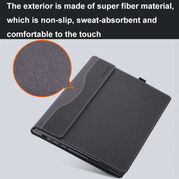 For Samsung Galaxy Book 2 360 13.3 Inch Leather Laptop Anti-Fall Protective Case With Stand(Dark ...