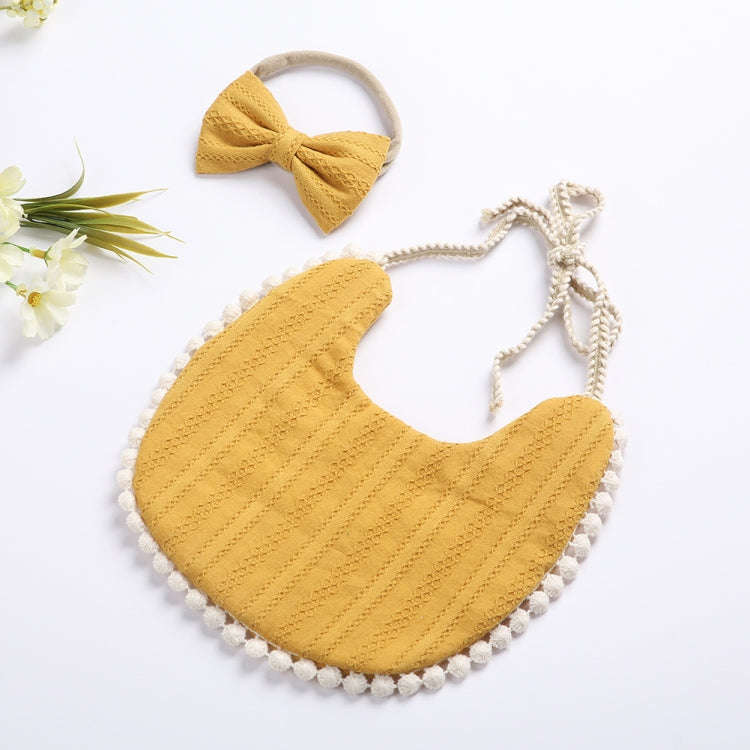 Baby Linen Cotton Printed Double-sided Saliva Towel Headband Set(DP021-7)