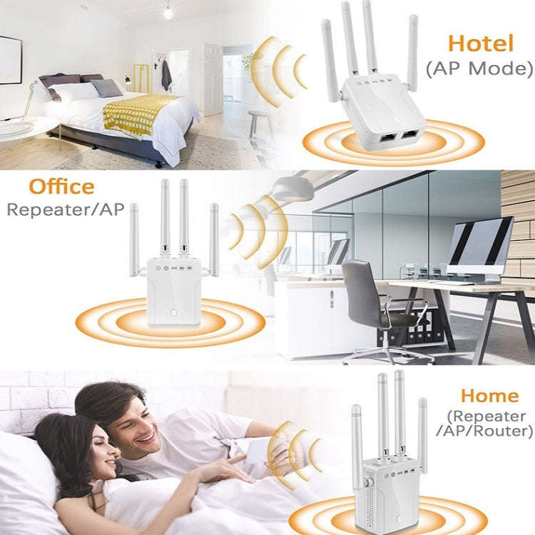 M-95B 300M Repeater WiFi Booster Wireless Signal Expansion Amplifier(White - UK Plug)