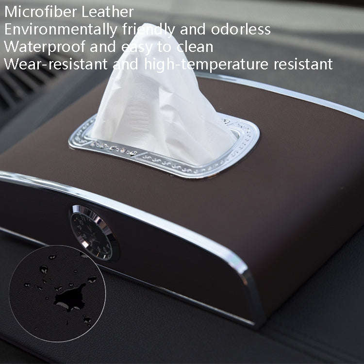 Car Clock Tissue Box Multi-Function Vehicle Instrument Table Paper Towel Box, Style: With Clock (...