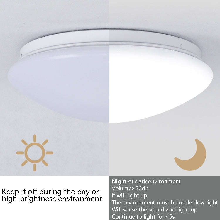 LED Sound Light Control Ceiling Lamp Round Corridor Intelligent Sensor Lamp, Power source: 8W 230...