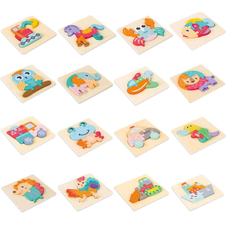3 PCS Early Childhood Education Wooden Three-Dimensional Jigsaw Puzzle Toy(Elephant)