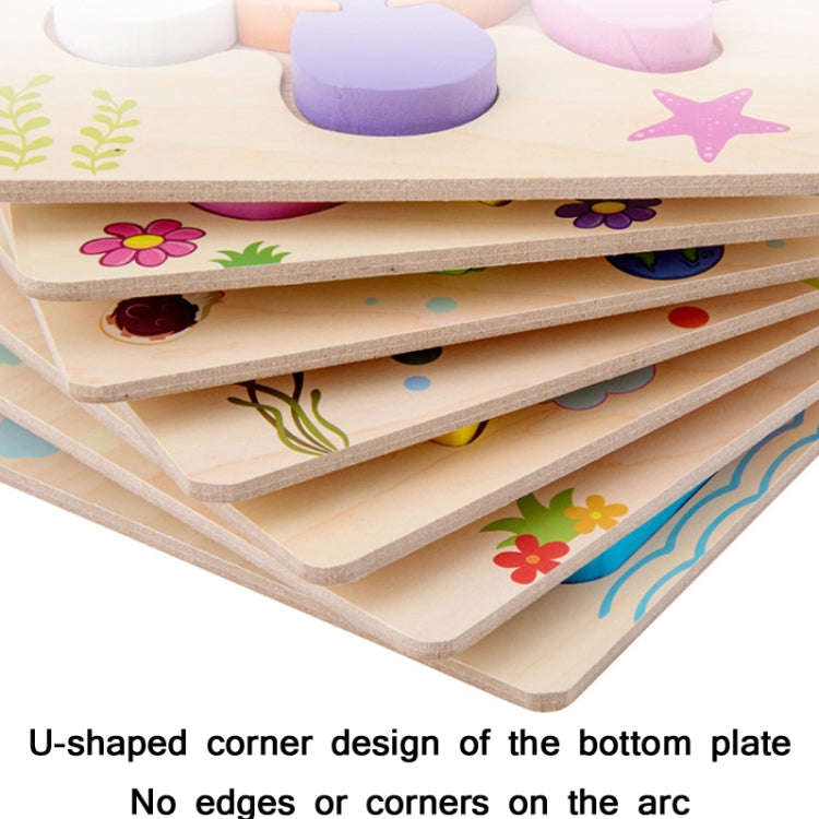 3 PCS Early Childhood Education Wooden Three-Dimensional Jigsaw Puzzle Toy(S-Rabbit)